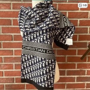 Vintage Dior Black and White Logo Scarf